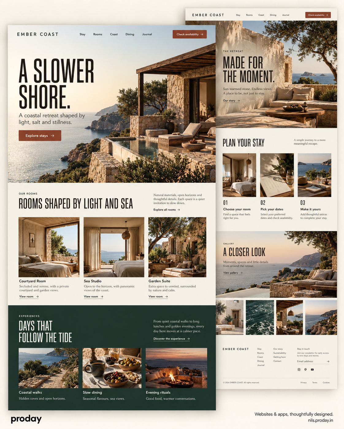 EMBER COAST — a boutique-hospitality website shaped by place, light and direct booking