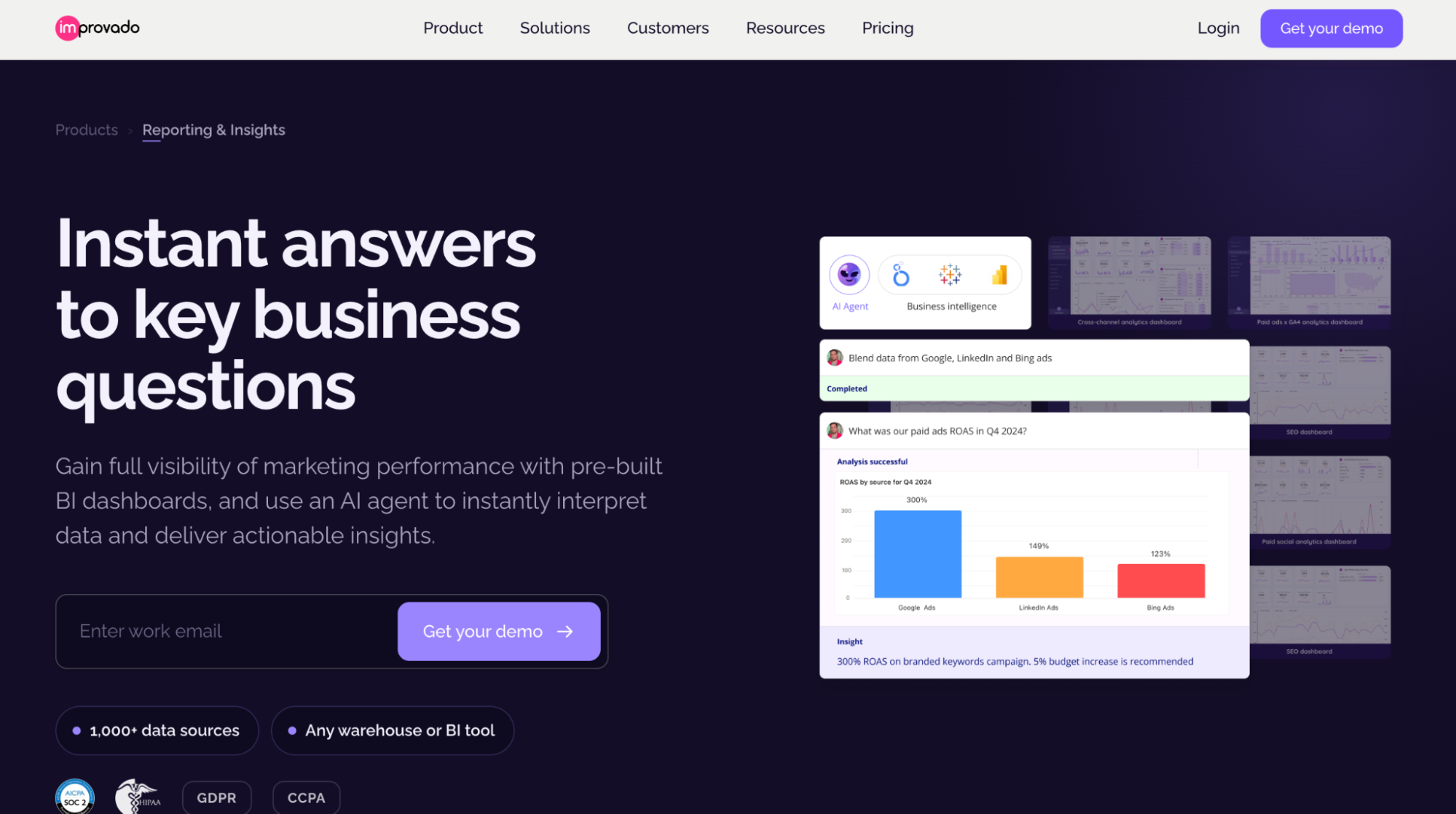 Improvado AI-powered marketing analytics platform centralising paid media data