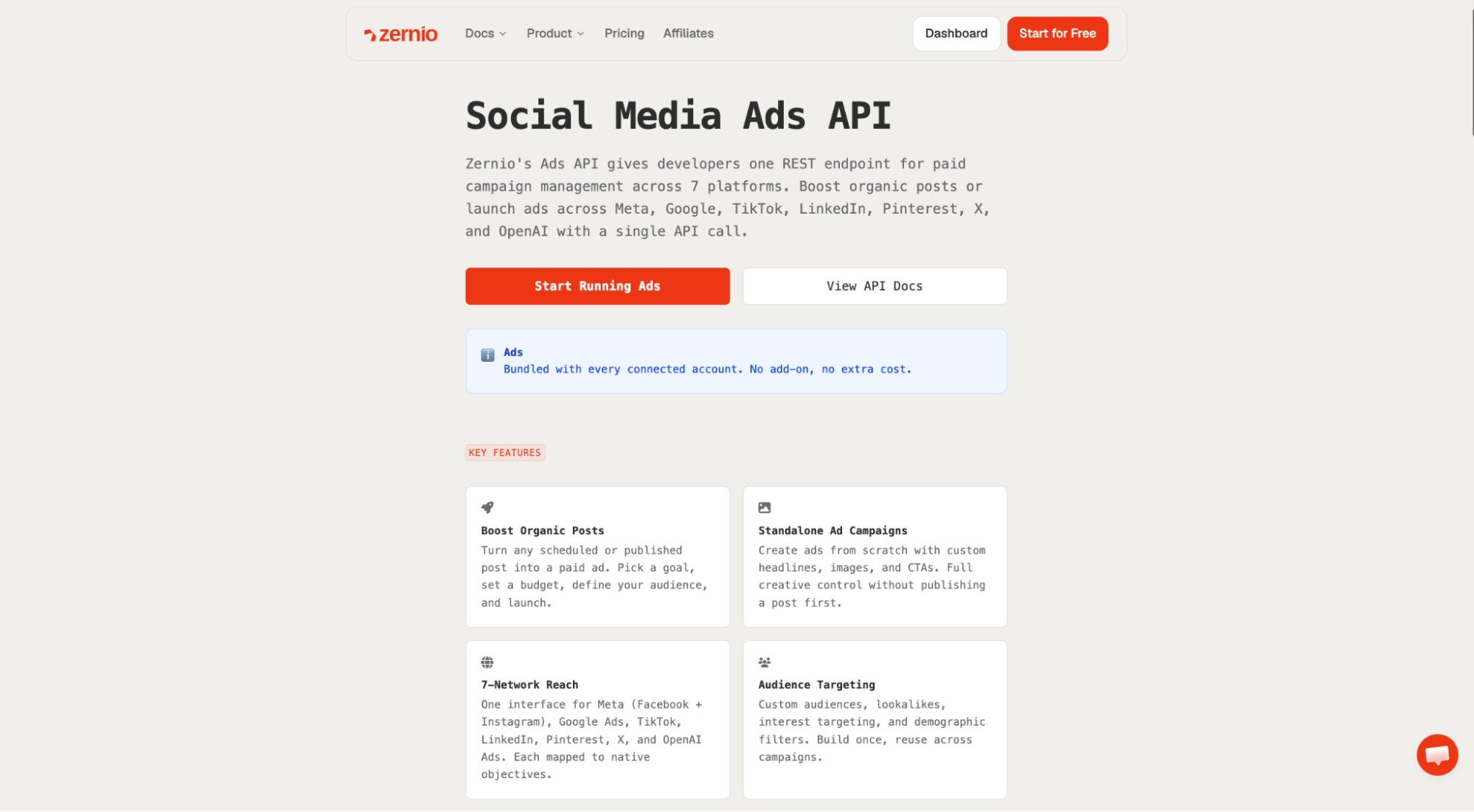 Zernio unified ads and social media API for developers and AI agent builders