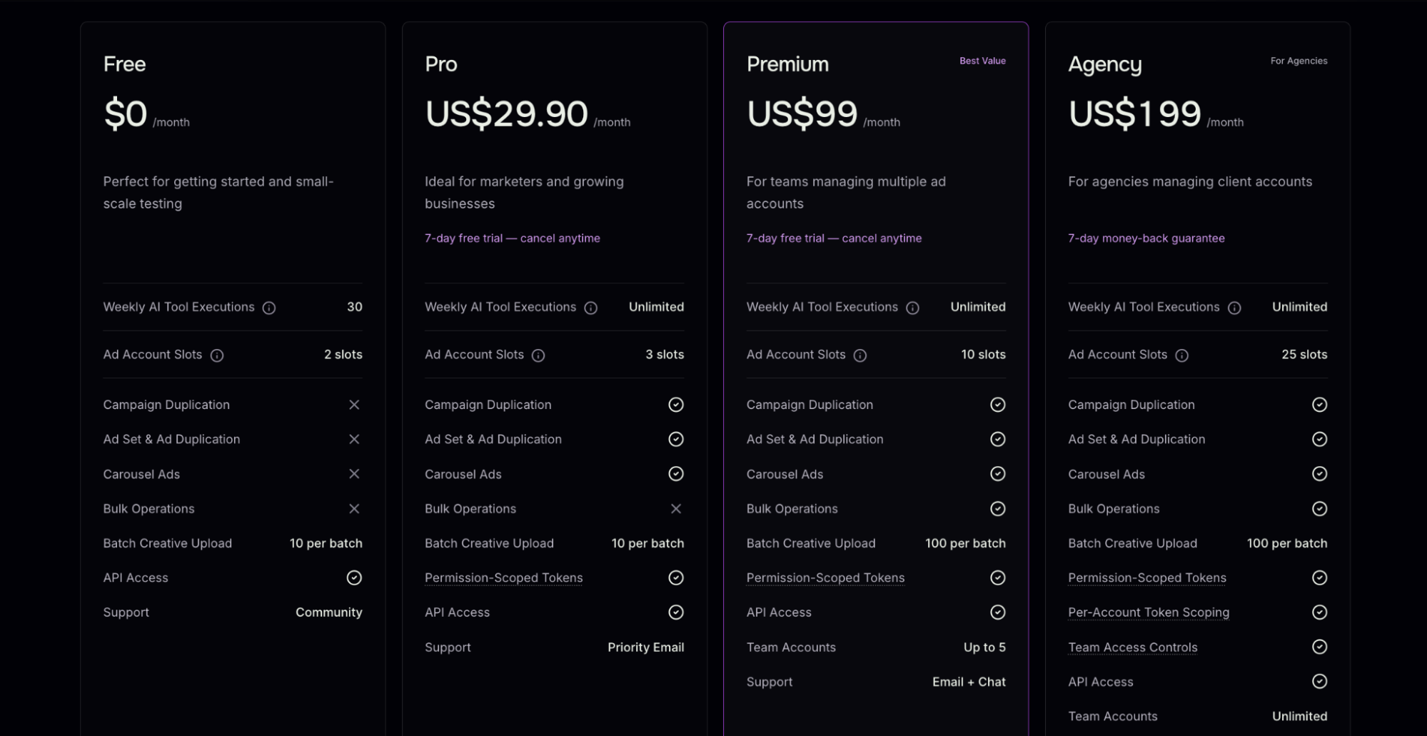 Pipeboard pricing, with a free plan and paid plans from $29.99 per month