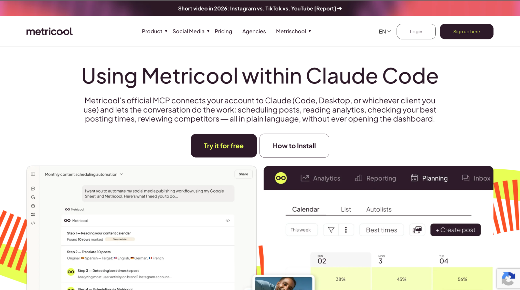 Metricool MCP Server combining organic social scheduling with TikTok Ads management