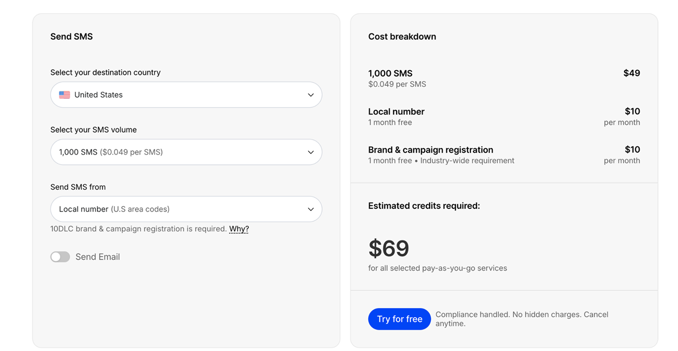 Textmagic SMS pricing