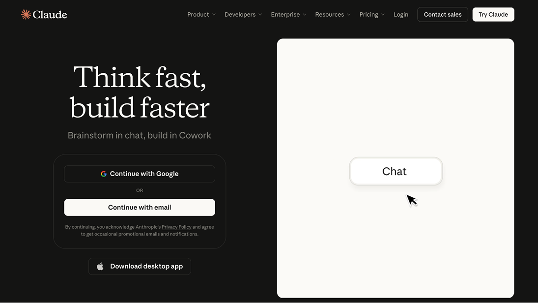 Claude sign-up page