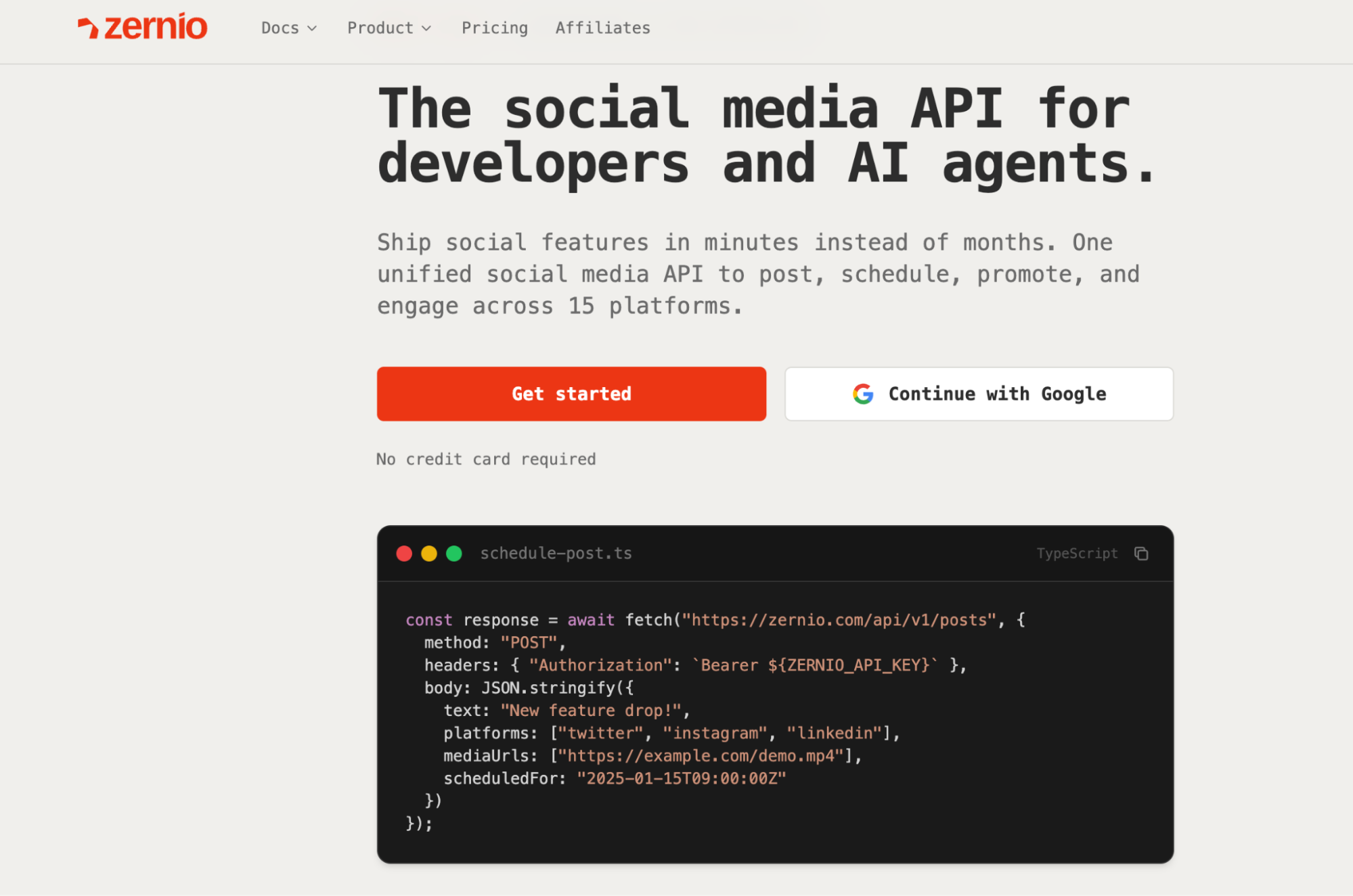 Zernio social media management API