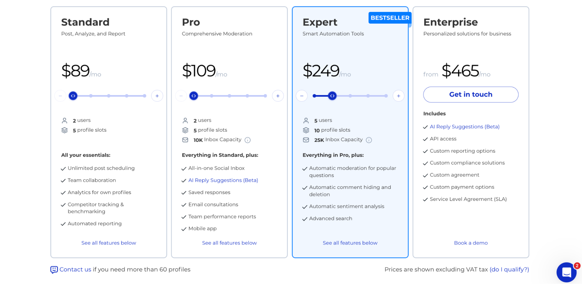 NapoleonCat pricing plans