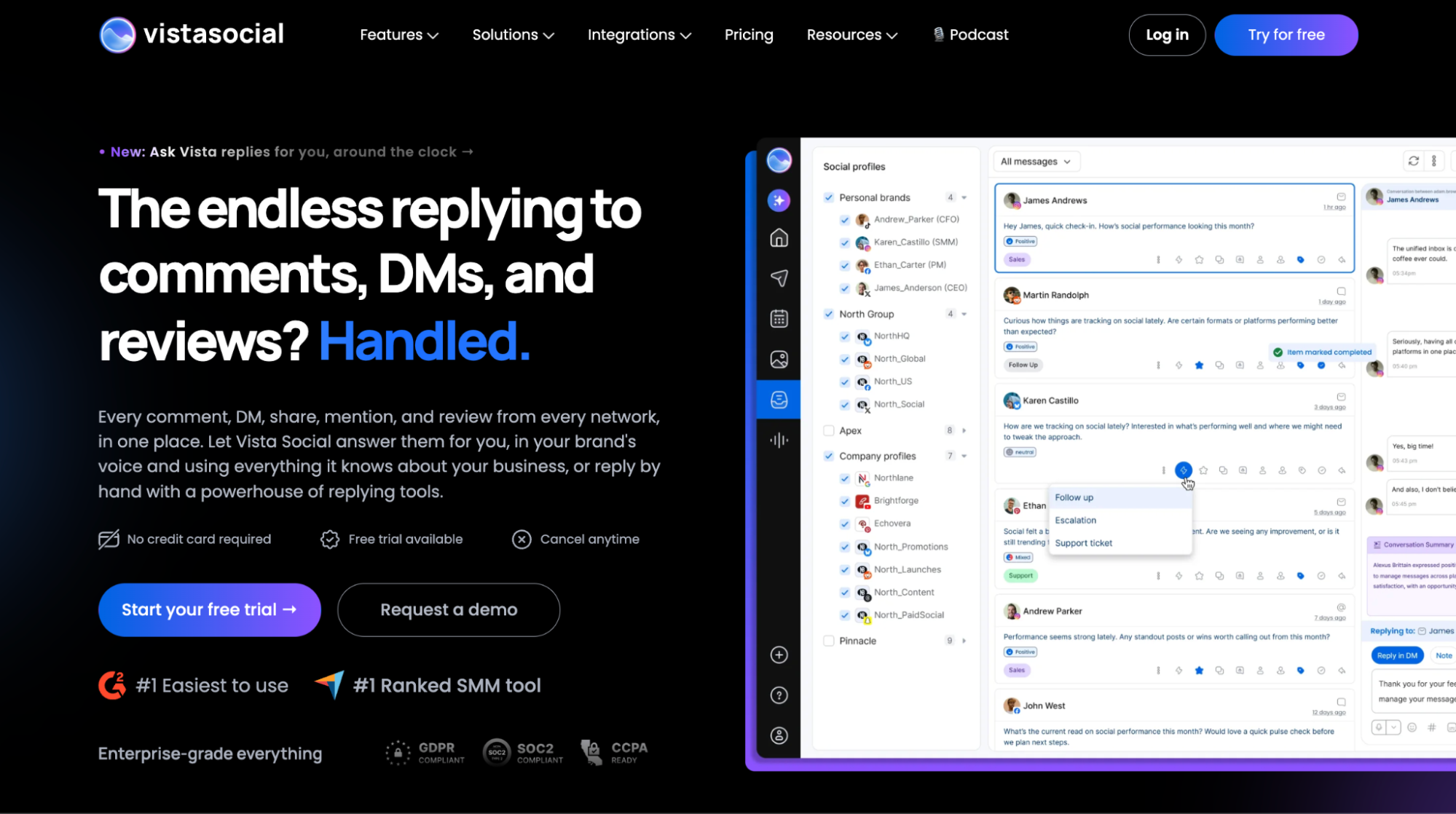Vista Social unified inbox for comments, DMs, mentions, and reviews