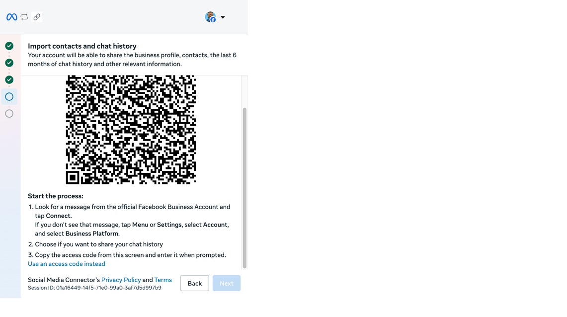 QR code shown by Meta during WhatsApp Coexistence onboarding