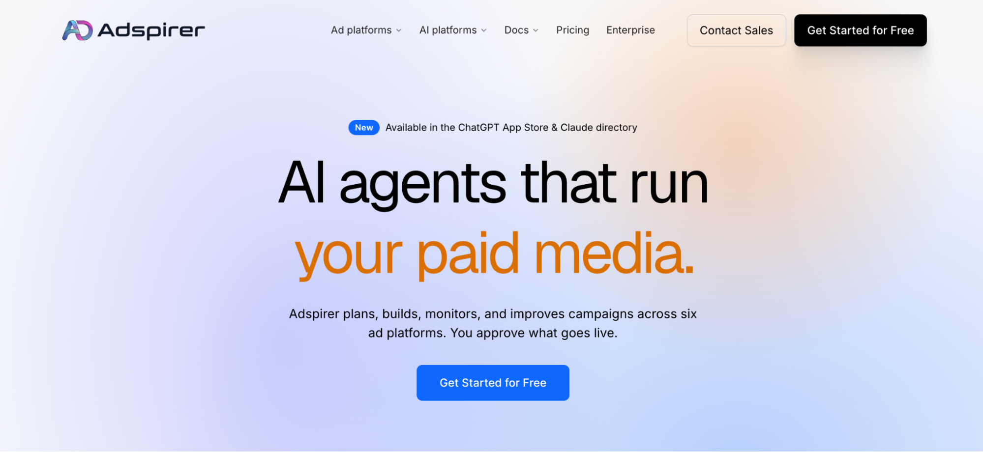 Adspirer MCP server for launching and monitoring ads across six advertising platforms
