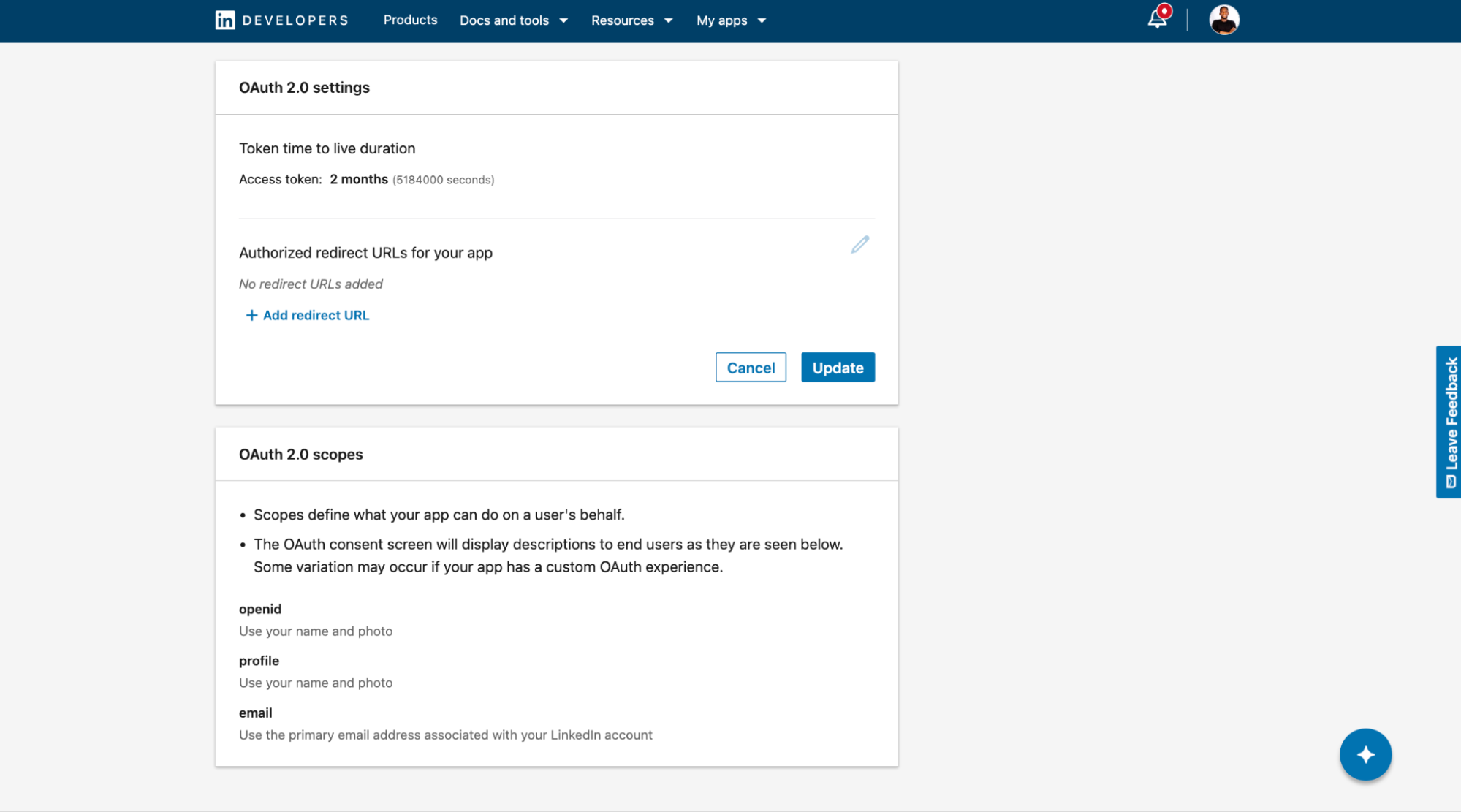 linkedin OAuth 2.0
