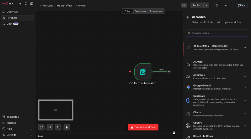 add ai model to n8n workflow