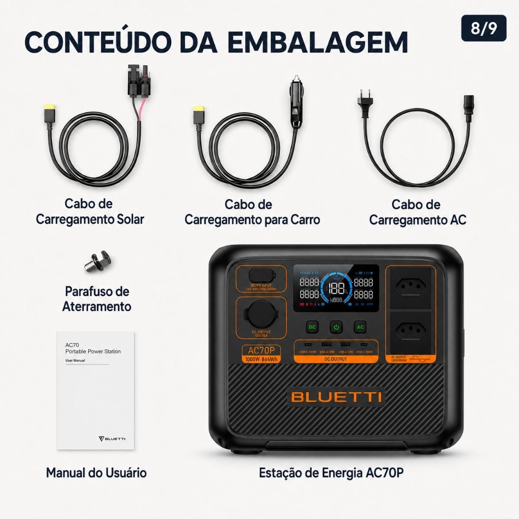 Estação de Energia BLUETTI AC70P - Foto 5